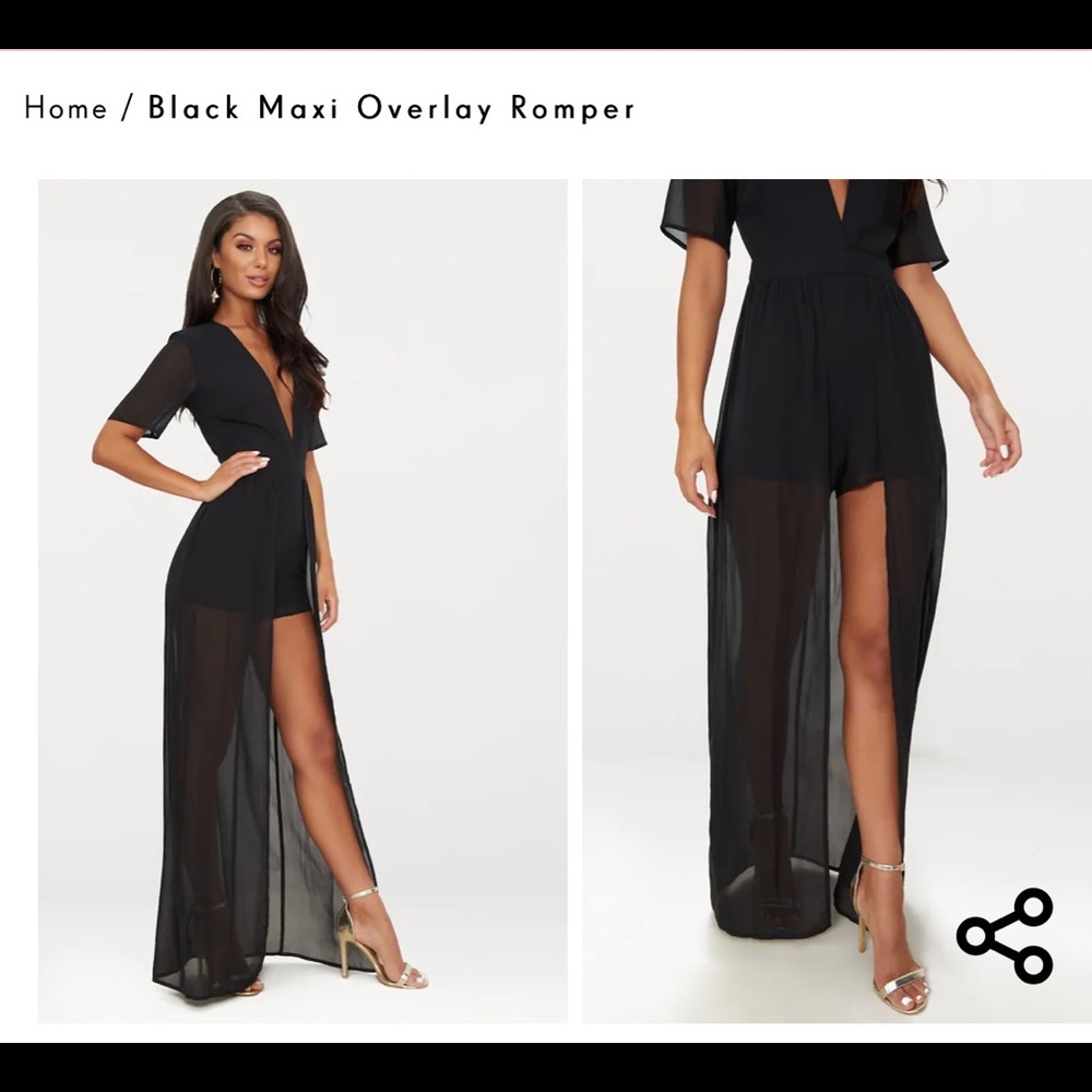 Black Maxi Overlay Romper